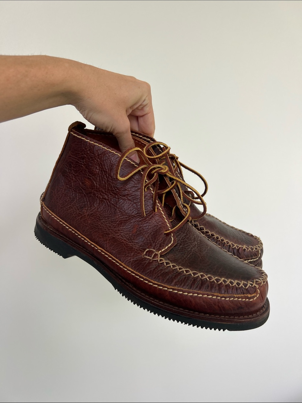 Chippewa red brown leather oxblood burgundy moc toe chukka boots shoes 7.5 2E